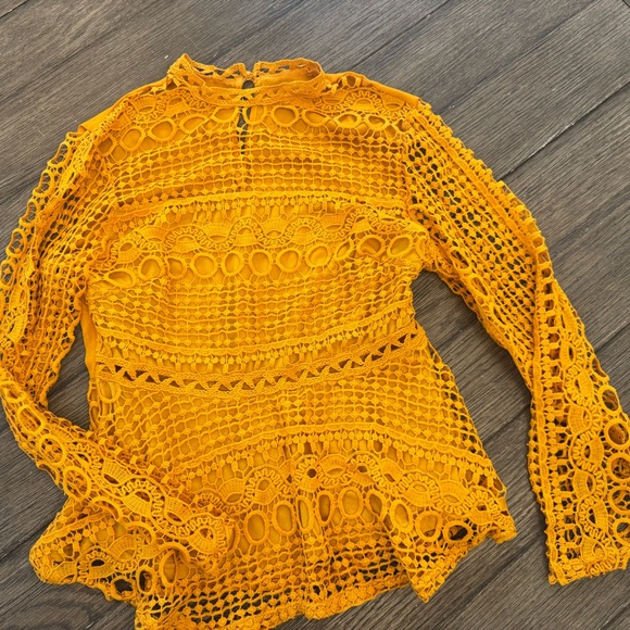 Elegant Yellow Lace Women Top boho - Picture 1 of 4